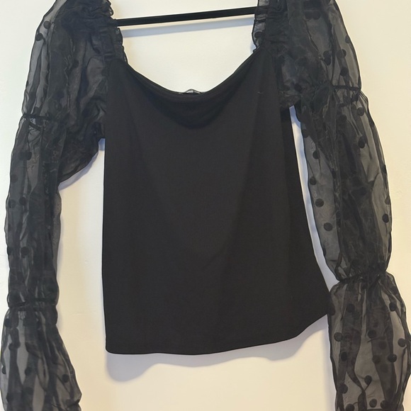 Eloquii Black Puff Sleeve Blouse - Picture 2 of 2